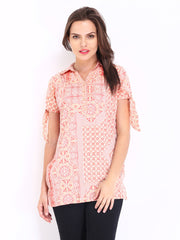Style Quotient Women Peach Coloured Printed Top