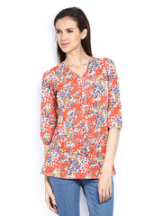 Style Quotient Women Red &amp; Blue Printed Top