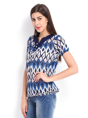 Style Quotient Women White &amp; Blue Printed Top