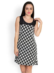 StyleToss Black Printed A-Line Dress