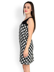 StyleToss Black Printed A-Line Dress