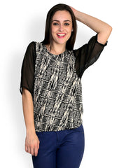 StyleToss Women Black &amp; White Printed Top