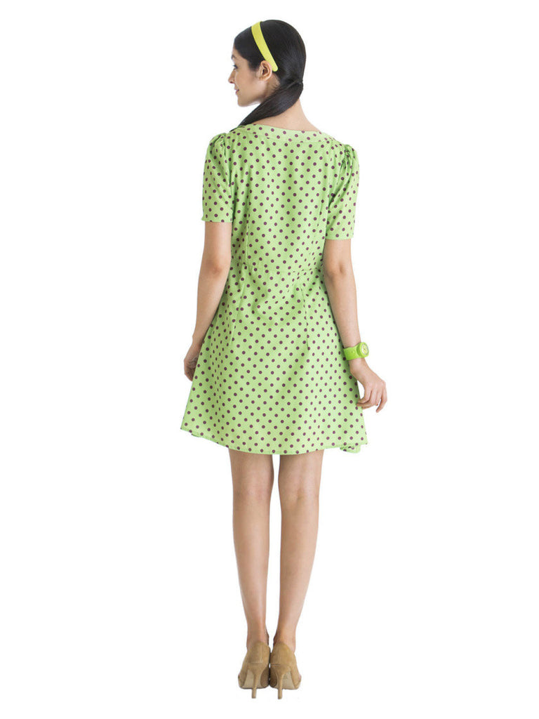 Stylista Original Lime Green Polka Me Pretty Fit &amp; Flare Dress