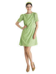 Stylista Original Lime Green Polka Me Pretty Fit &amp; Flare Dress