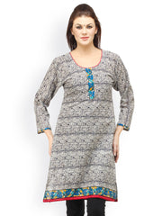 Suhi Women Black &amp; White Printed Kurta