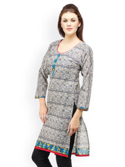 Suhi Women Black &amp; White Printed Kurta