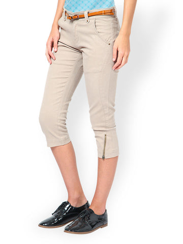 Taanz Women Grey Slim Fit Cropped Trousers