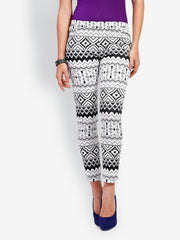 Taanz Women White &amp; Black Printed Trousers