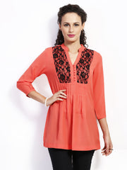 Taanz Women Deep Coral Pink Tunic