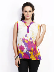 Taanz Women White Floral Printed Tunic