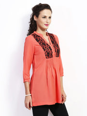Taanz Women Deep Coral Pink Tunic