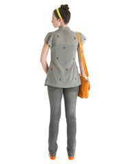 Tanya Sharma for Stylista Women Grey Peek-A-Bow Embroidered Top