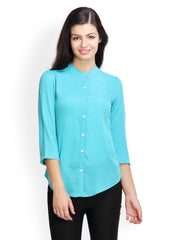 Tapyti Women Turquoise Blue Shirt