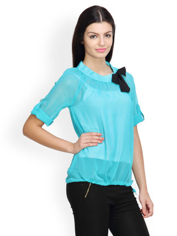 Tapyti Women Turquoise Blue Top