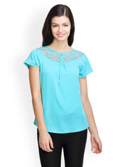 Tapyti Women Turquoise Blue Top