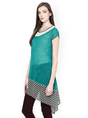 Taurus Women Teal Green Printed Tunic