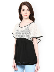 Taurus Women White &amp; Black Lace Top