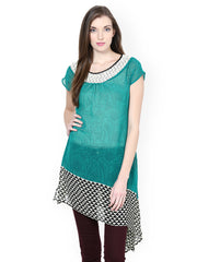 Taurus Women Teal Green Printed Tunic