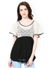 Taurus Women White &amp; Black Lace Top