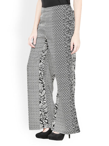 Taurus Women Black &amp; White Printed Palazzo Pants