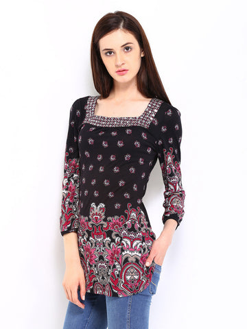 The Collection Women Black Printed Tunic