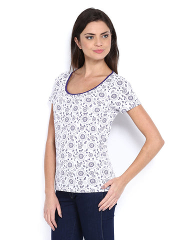 The Collection by Debenhams Women White &amp; Purple Printed Top