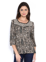 The Collection by Debenhams Women Beige &amp; Black Printed Top