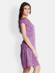 The Gud Look Purple Printed Fit &amp; Flare Dress