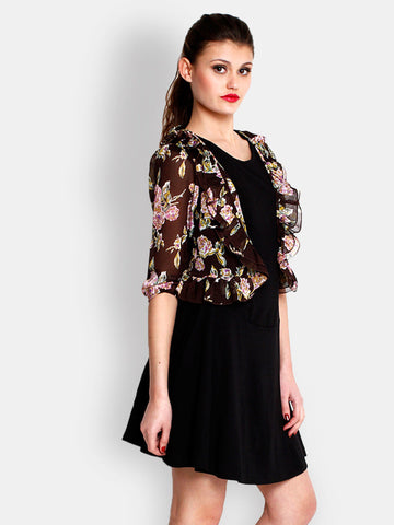 The Gud Look Women Brown Printed Shrug