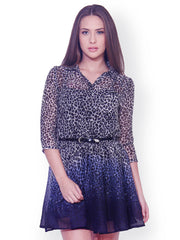 The Gud Look Grey &amp; Black Animal Print Shirt Dress
