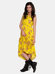 The Gud Look Yellow Printed Maxi Dress