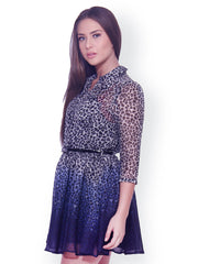 The Gud Look Grey &amp; Black Animal Print Shirt Dress