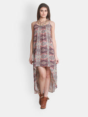 The Gud Look Multi-Coloured Printed High-Low Dress
