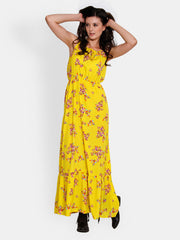 The Gud Look Yellow Printed Maxi Dress
