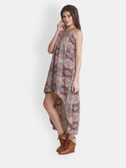 The Gud Look Multi-Coloured Printed High-Low Dress