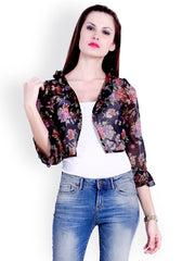 The Gud Look Black Printed Shrug