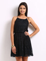 The Vanca Black Lace Fit &amp; Flare Dress