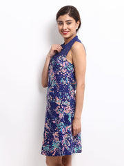 The Vanca Blue Printed Shift Dress