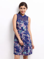 The Vanca Blue Printed Shift Dress