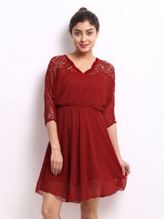 The Vanca Red Lace Fit &amp; Flare Dress