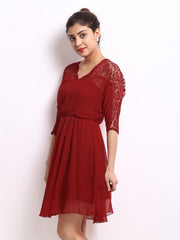 The Vanca Red Lace Fit &amp; Flare Dress
