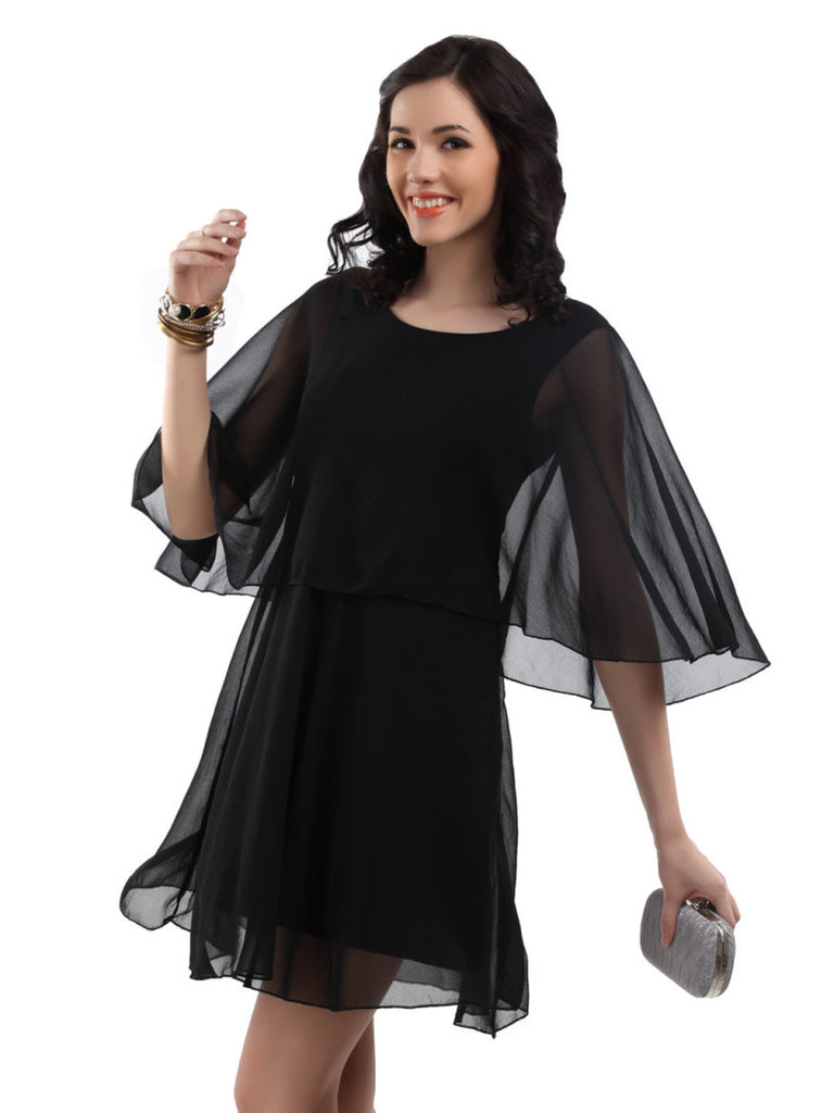 The Vanca Women Black Georgette Dress