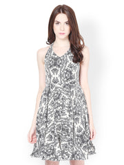 The Vanca Black &amp; White Printed Fit &amp; Flare Dress