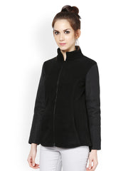 The Vanca Women Black Fleece Jacket