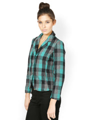 The Vanca Women Green Checked Tweed Jacket