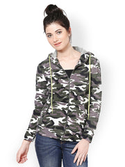 The Vanca Women Grey Printed Jacket