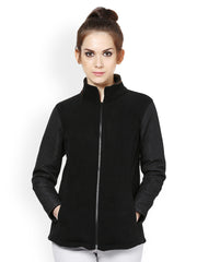 The Vanca Women Black Fleece Jacket