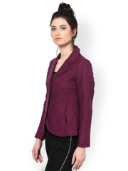 The Vanca Women Fuchsia Pink Striped Slim Fit Jacket