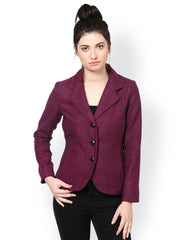 The Vanca Women Fuchsia Pink Striped Slim Fit Jacket