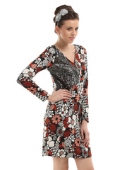 The Vanca Women Red &amp; Black Printed Dress